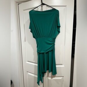 Small lightly used Stretchy Green Asymmetrical dress perfect for a night out